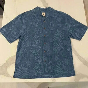 Jamaica Jaxx Men's Medium 100% Silk Tropical Hawaiian Casual SS Button Up Shirt